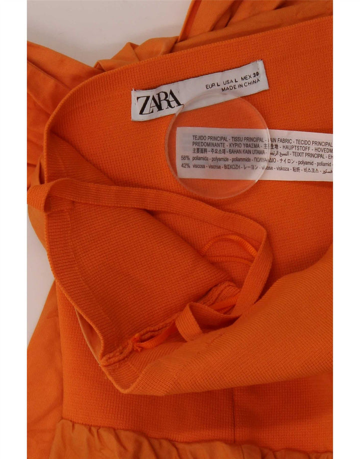 Zara Womens Crop Cami Top UK 14 Grande Laranja Poliamida