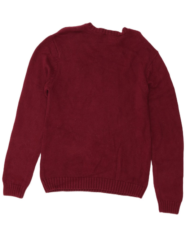 Suéter masculino Chaps de ajuste regular com gola redonda, algodão médio Borgonha
