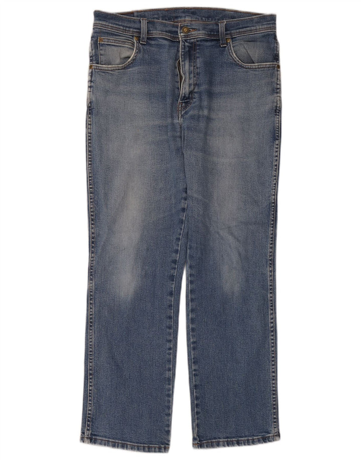Wrangler Mens Straight Jeans W34 L30 Azul Algodão