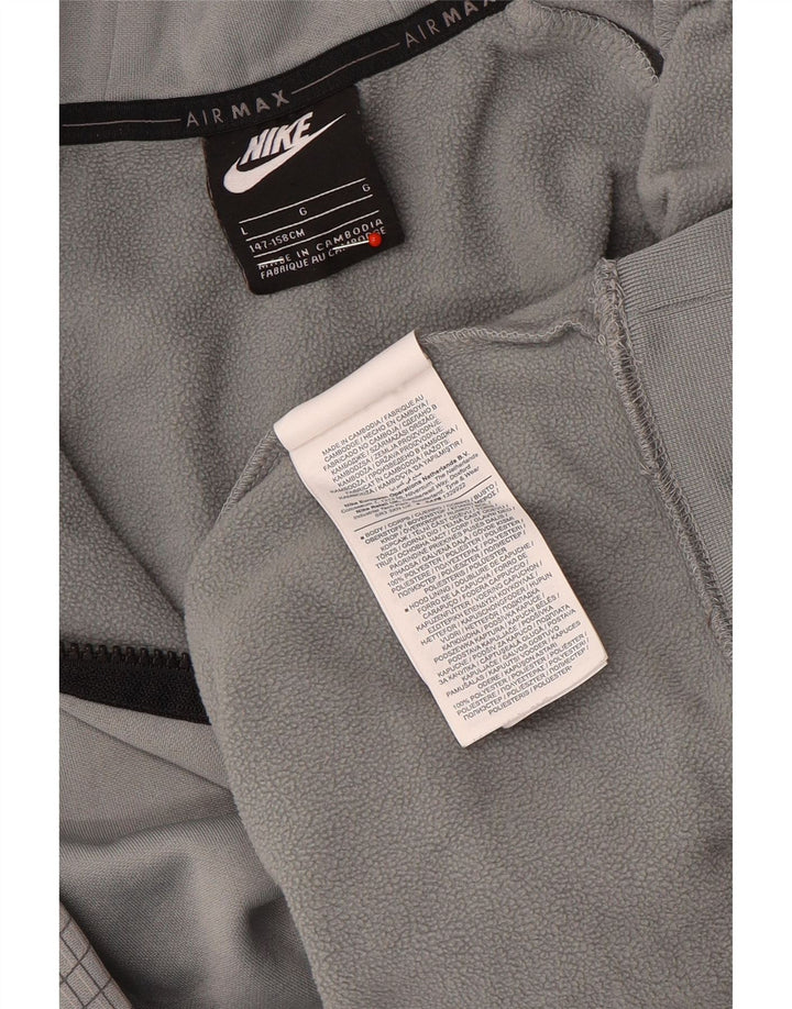 NIKE Boys Graphic Hoodie Jumper 12-13 anos grande cinza xadrez poliéster
