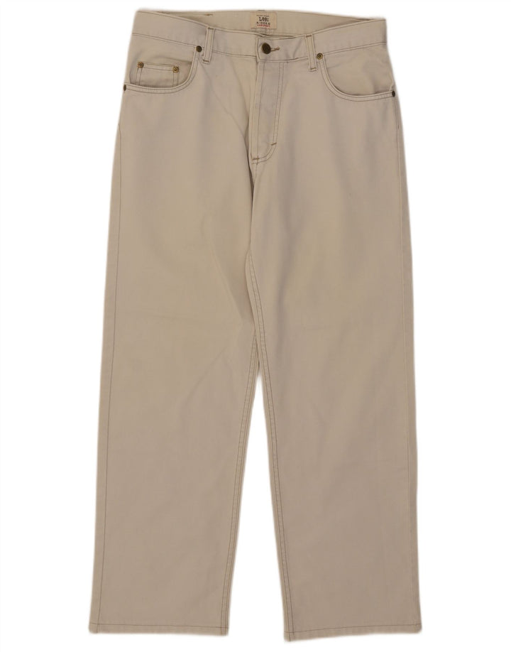 Lee Mens Chicago Straight Jeans W32 L27 Off White Algodão