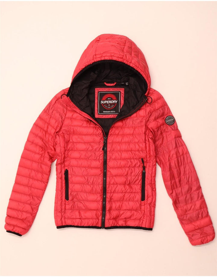 Jaqueta acolchoada com capuz feminina SUPERDRY UK 10 pequena rosa
