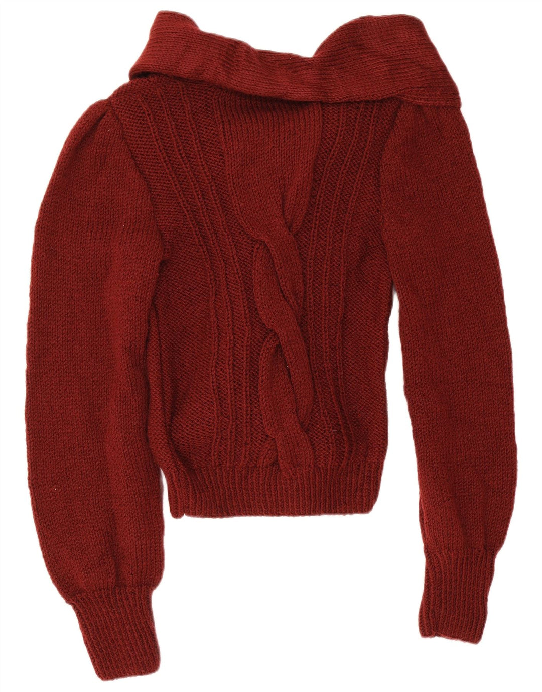 Suéter cardigã feminino vintage com gravata frontal Reino Unido 12 vermelho médio