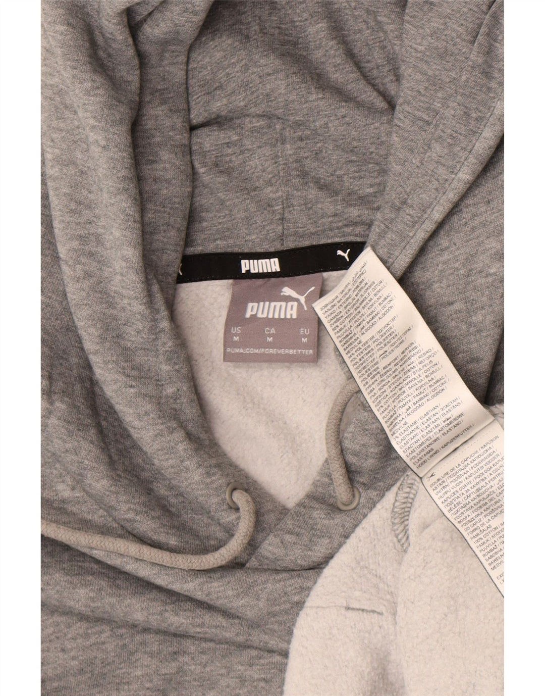 Suéter com capuz gráfico masculino Puma, algodão manchado cinza médio