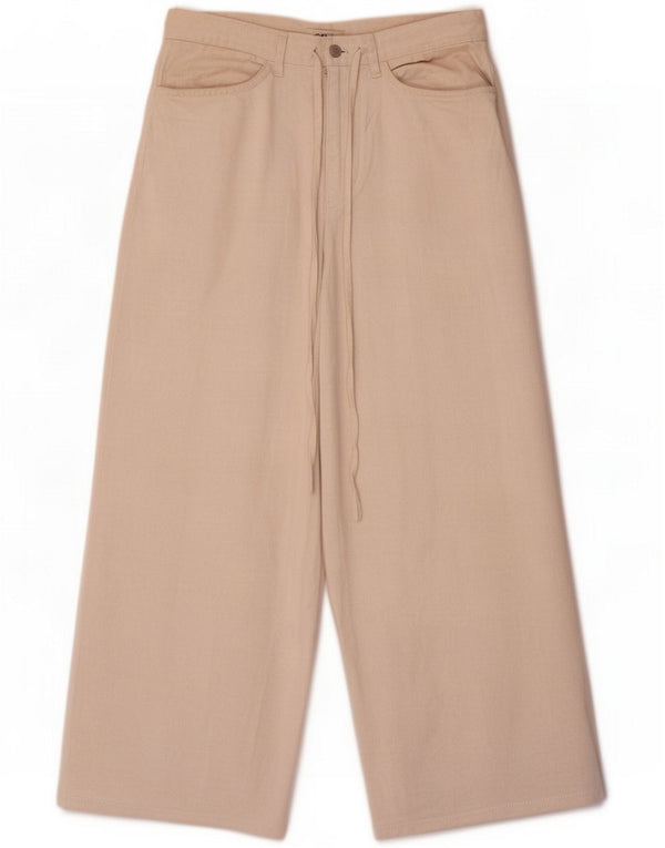 Calça feminina Cos com perna larga W36 L26 algodão bege