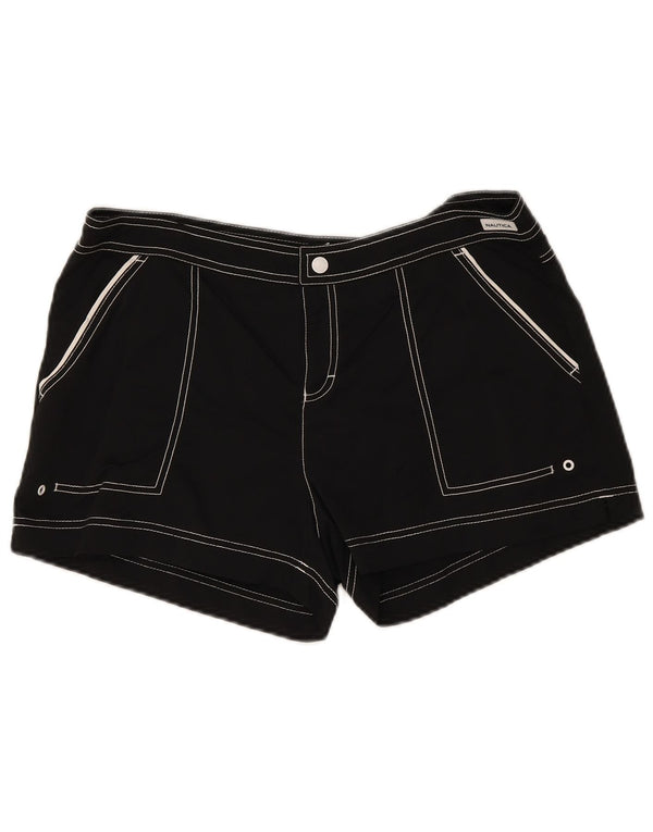 Shorts de natação feminino Nautica UK 16 grande preto nylon
