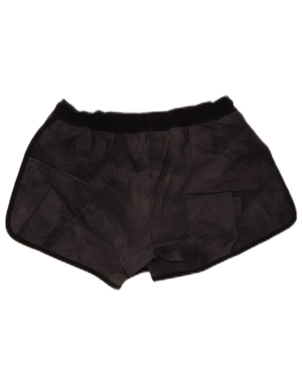 Reebok Womens Speedwick Sport Shorts UK 4/6 XS Poliéster Geométrico Preto