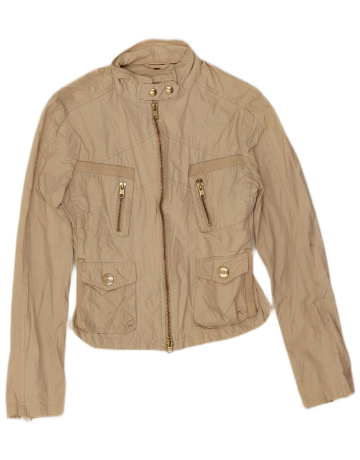 Fay Womens Crop Utility Jacket Reino Unido 8 Pequeno Bege