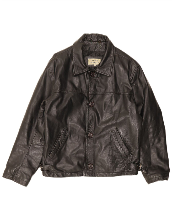 Jaqueta de couro masculina vintage IT 50 grande couro preto