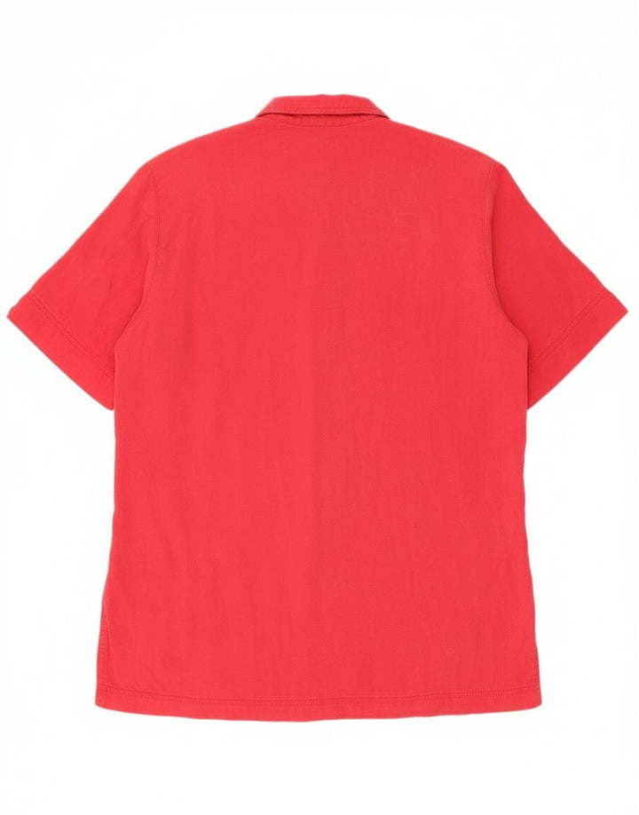 Jaqueta blazer feminina vintage de manga curta com 5 botões UK 14 Tencel vermelho grande