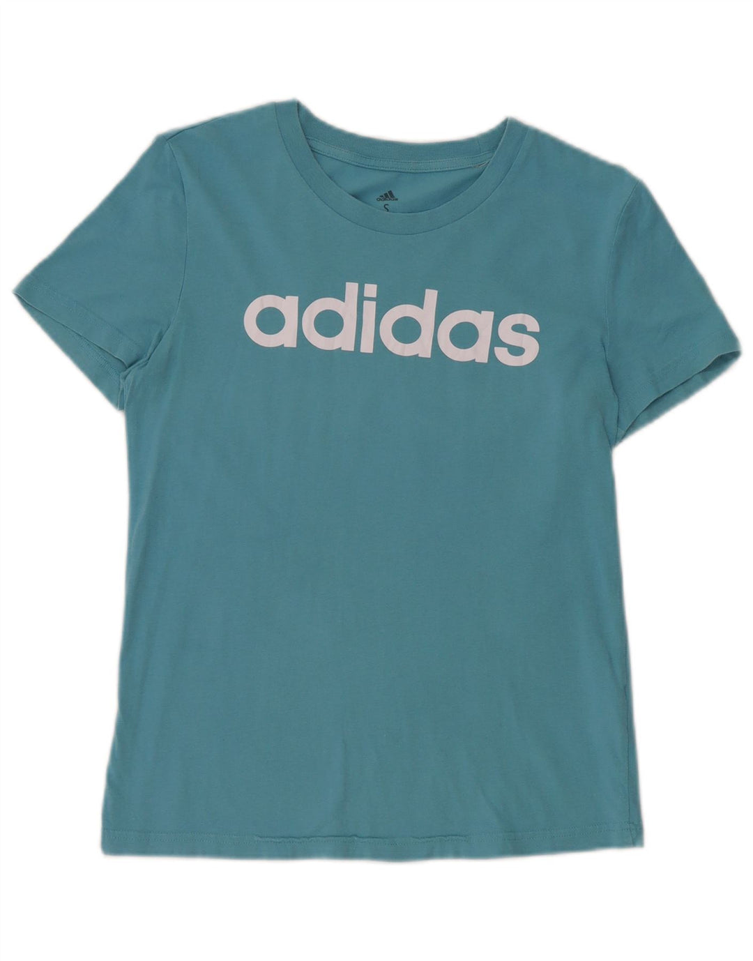 ADIDAS Womens Graphic T-Shirt Top UK 8/10 Pequeno Azul Algodão