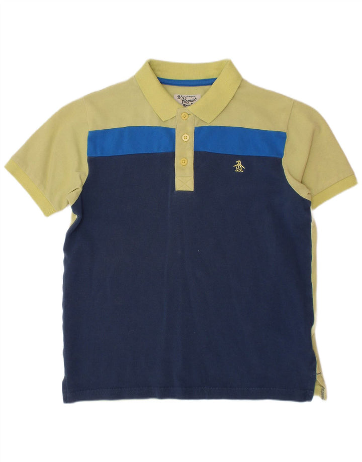 Camisa polo masculina PENGUIN 8-9 anos verde algodão colorblock