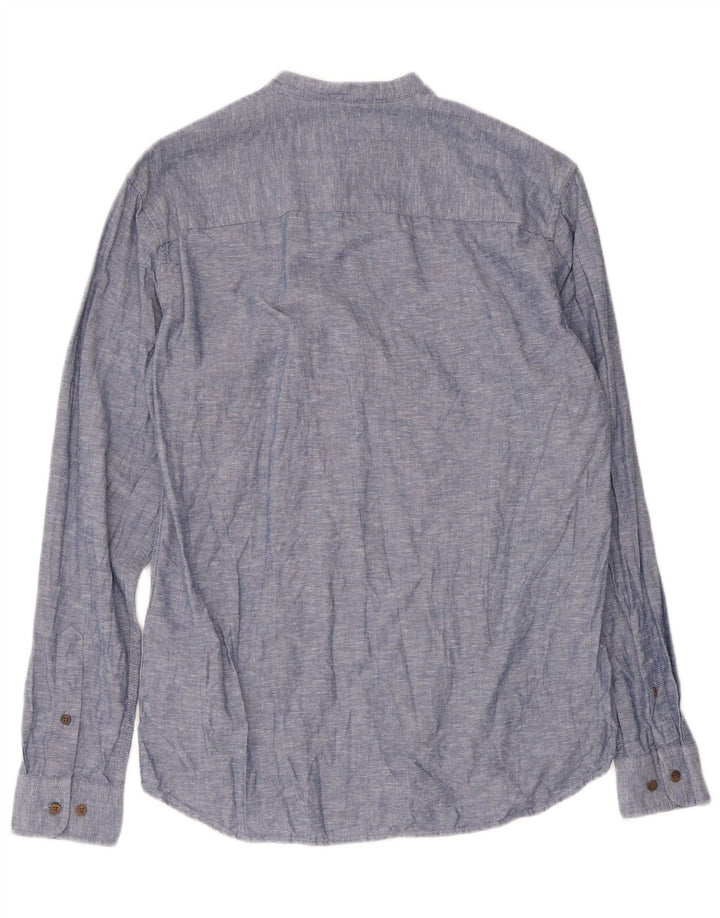 Camisa pulôver masculina Jack & Jones Slim Fit de algodão manchado azul médio