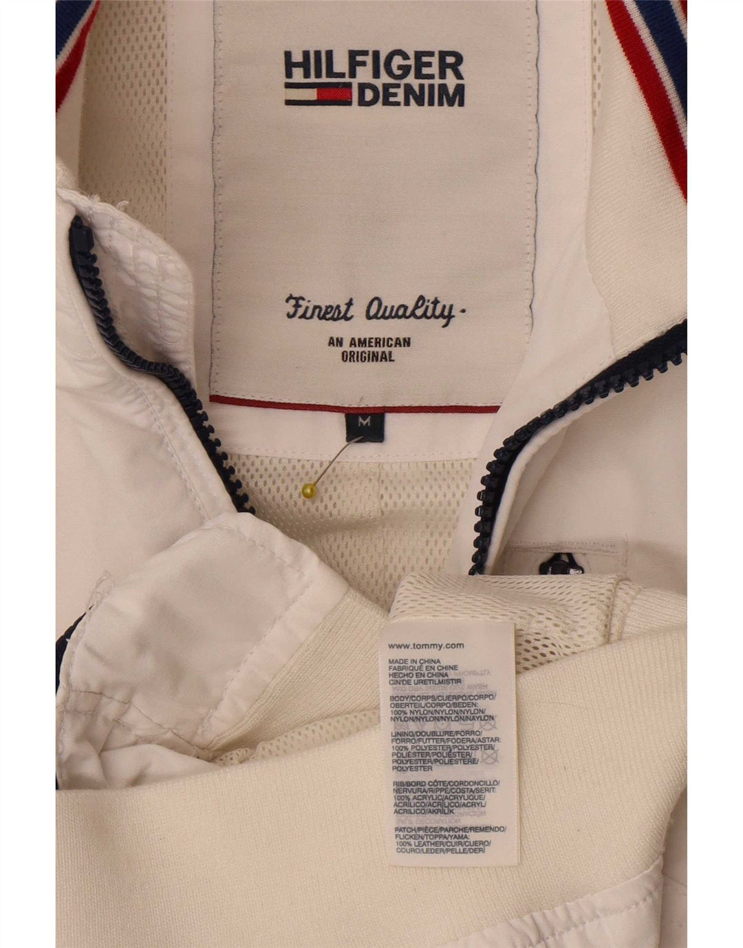 Jaqueta bomber masculina Tommy Hilfiger Reino Unido 38 médio branco nylon