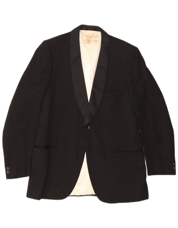 Jaqueta blazer masculina vintage com 1 botão Reino Unido 40 grande preta