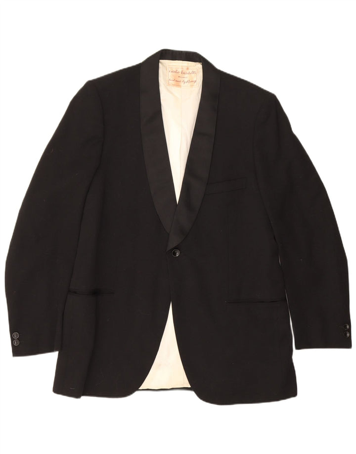 Jaqueta blazer masculina vintage com 1 botão Reino Unido 40 grande preta