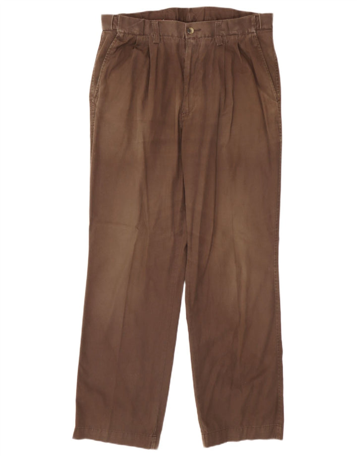 Calça chino feminina Marks & Spencer azul Harbour Pegged W34 L30 marrom