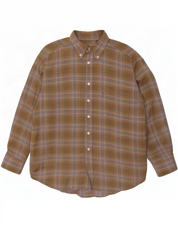 Camisa masculina de flanela Barbour grande algodão xadrez cáqui
