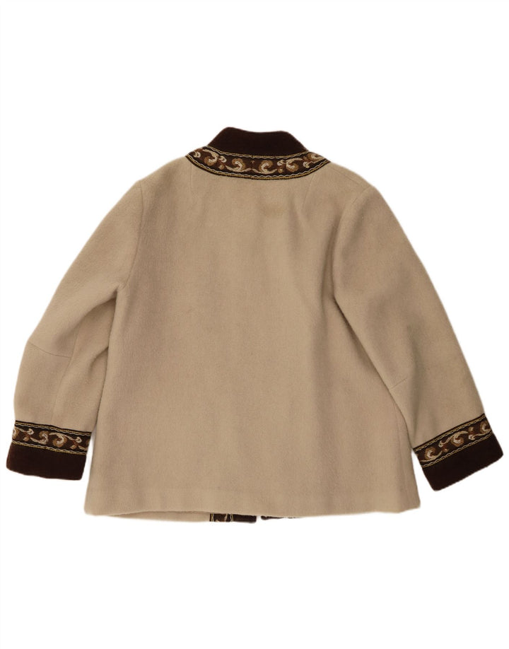 Jaqueta blazer feminina Fjord EU 44 XL bege Fair Isle lã retrô