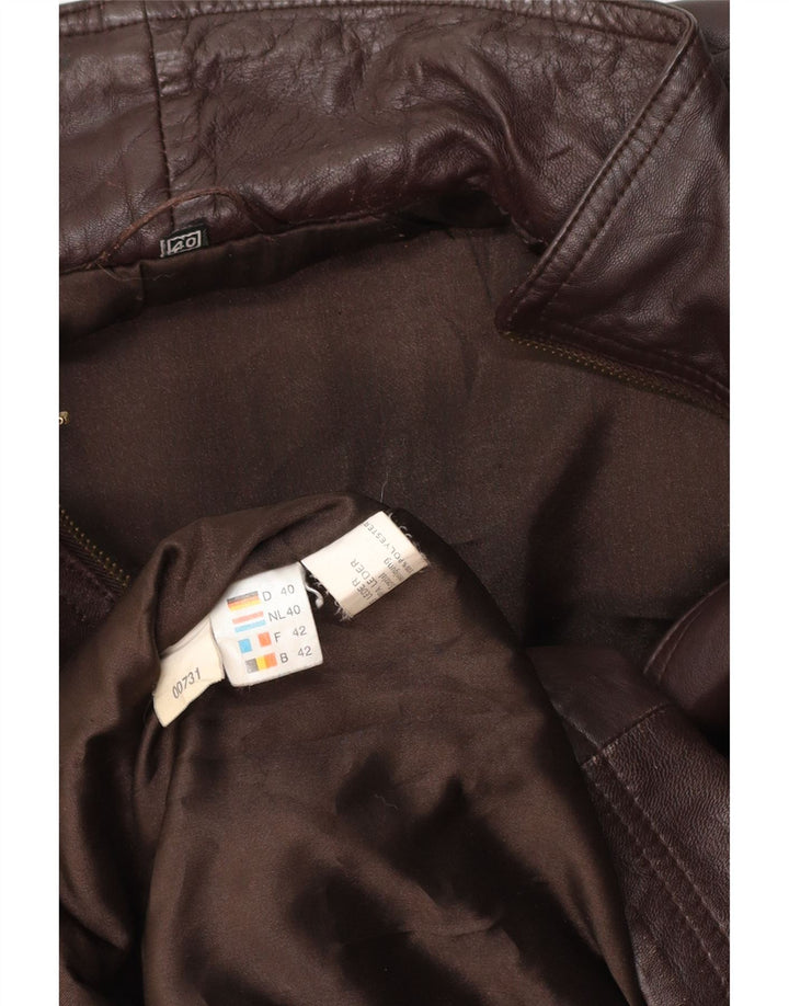 Casaco feminino de couro superdimensionado VINTAGE EU 40 couro marrom médio