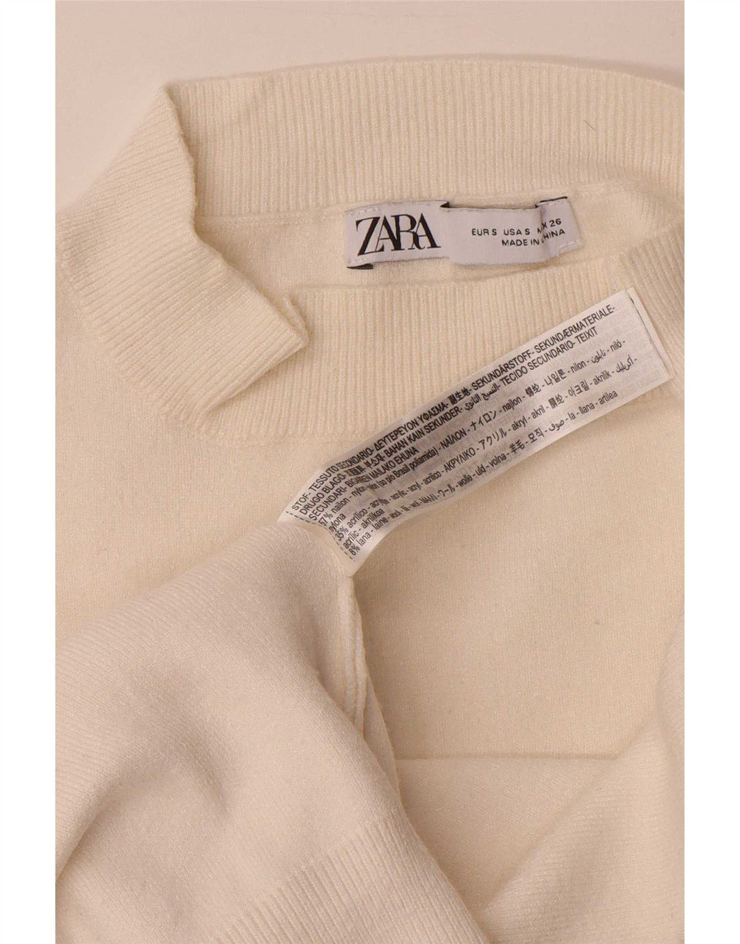 Zara Suéter feminino oversized com gola de tartaruga Reino Unido 10 viscose branca pequena