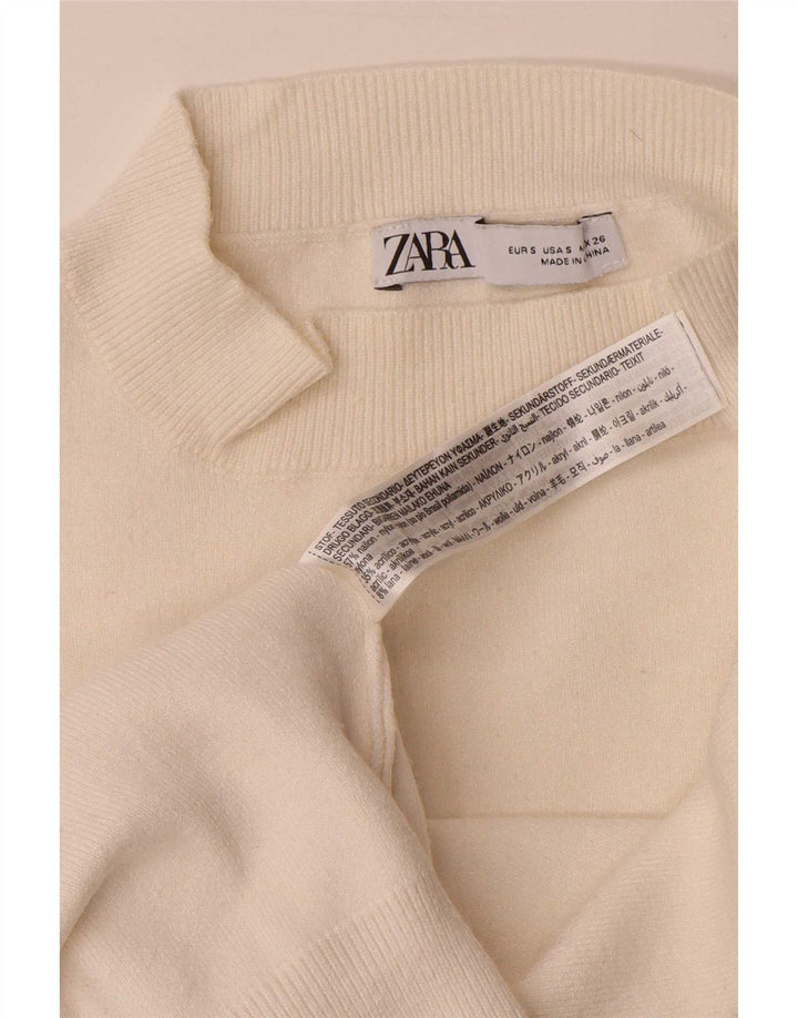 Zara Suéter feminino oversized com gola de tartaruga Reino Unido 10 viscose branca pequena