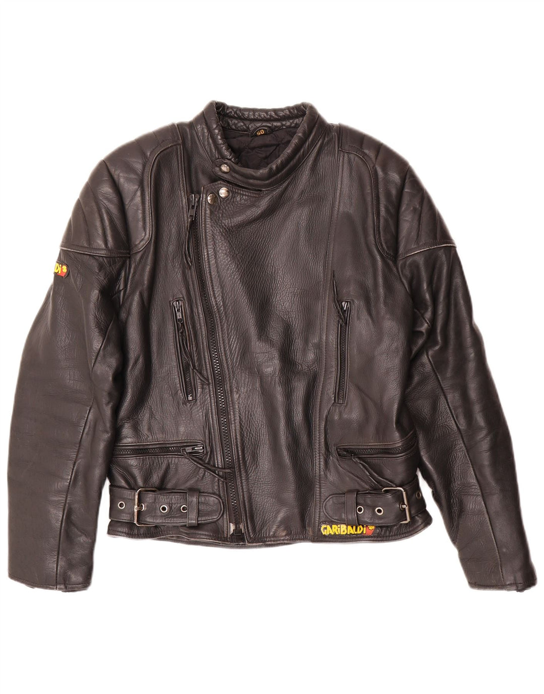 Jaqueta masculina Garibaldi de couro para motocicleta EU 40 médio preto