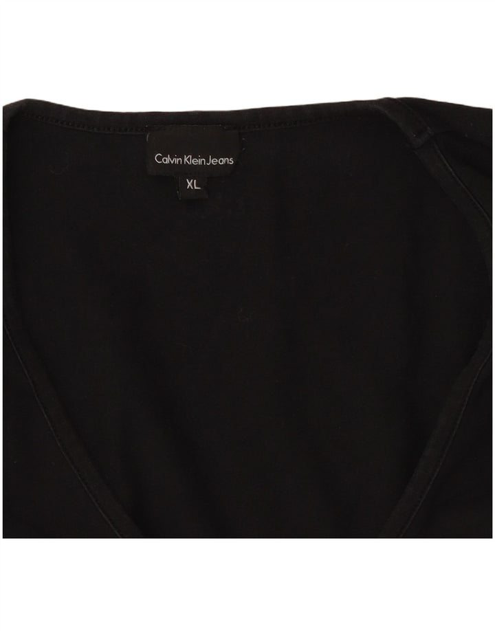 CALVIN KLEIN JEANS Top feminino manga comprida UK 18 XL preto