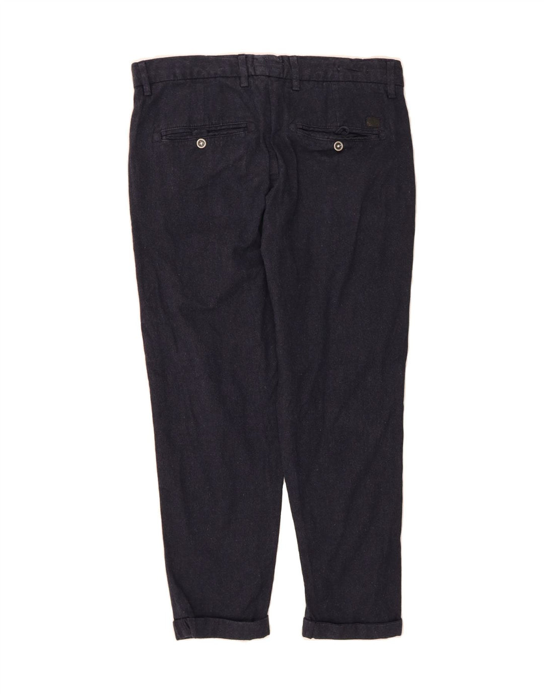JACK & JONES Mens Slim Cropped Trousers W32 L25 Navy Blue Cotton Vintage Jack & Jones and Second-Hand Jack & Jones from Messina Hembry 