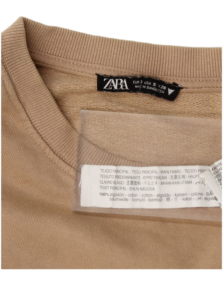 Zara Moletom Masculino Jumper Pequeno Algodão Bege