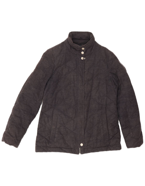 Jaqueta acolchoada feminina grande da Crew Clothing UK 10 algodão preto pequeno