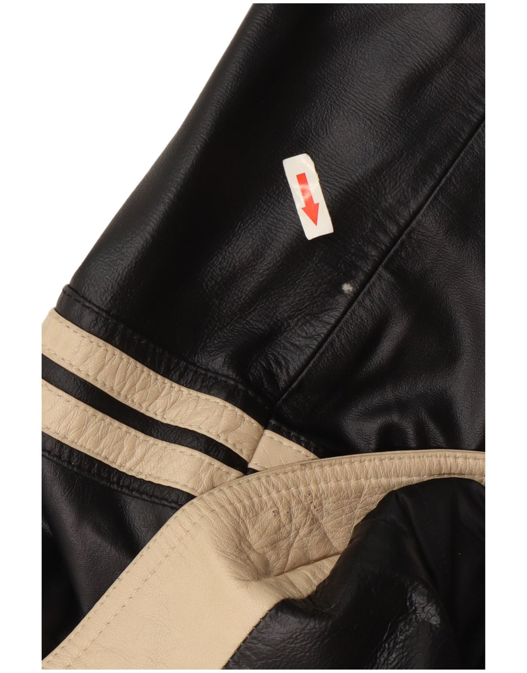 Jaqueta de couro feminina vintage IT 48 XL preto colorblock