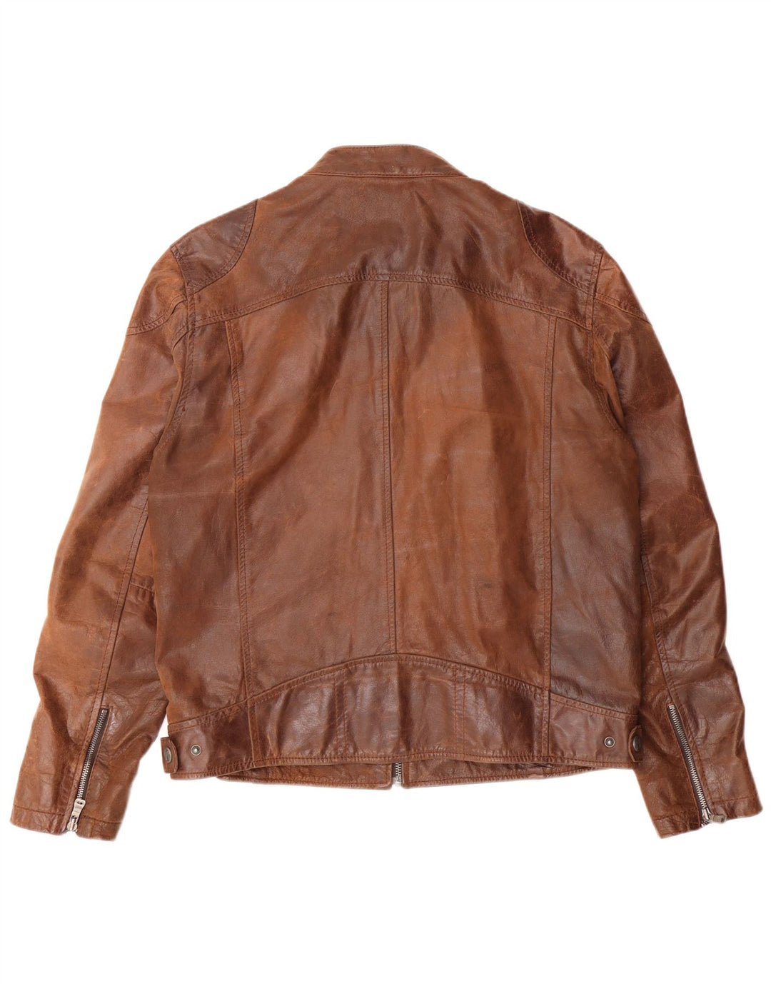 Jaqueta masculina de couro slim GIPSY Reino Unido 42 XL couro marrom