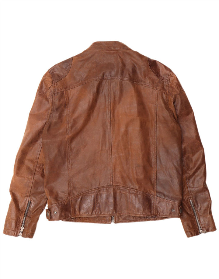 Jaqueta masculina de couro slim GIPSY Reino Unido 42 XL couro marrom