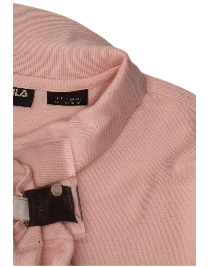Camisa polo feminina Fila UK 16 grande algodão rosa