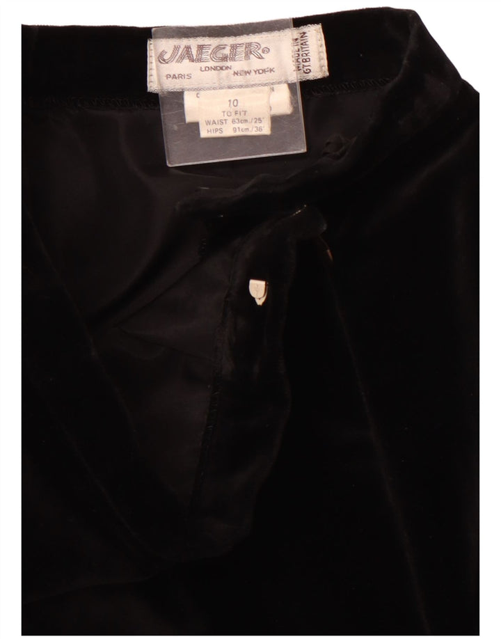 Saia maxi feminina de cintura alta JAEGER Reino Unido 10 pequena W24 algodão preto