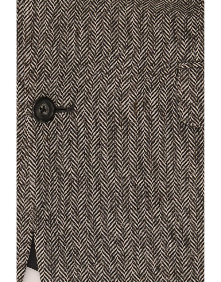 Jaqueta blazer masculina de 2 botões Marks & Spencer Reino Unido 42 grande espinha de peixe cinza