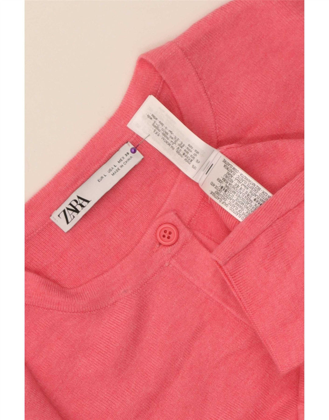 Suéter cardigã feminino Zara Reino Unido 14 grande rosa modal