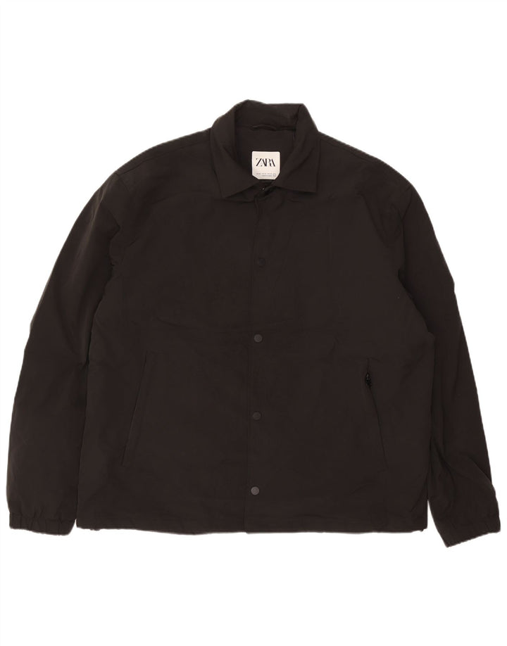 ZARA Mens Bomber Jacket UK 42 XL Black Polyester