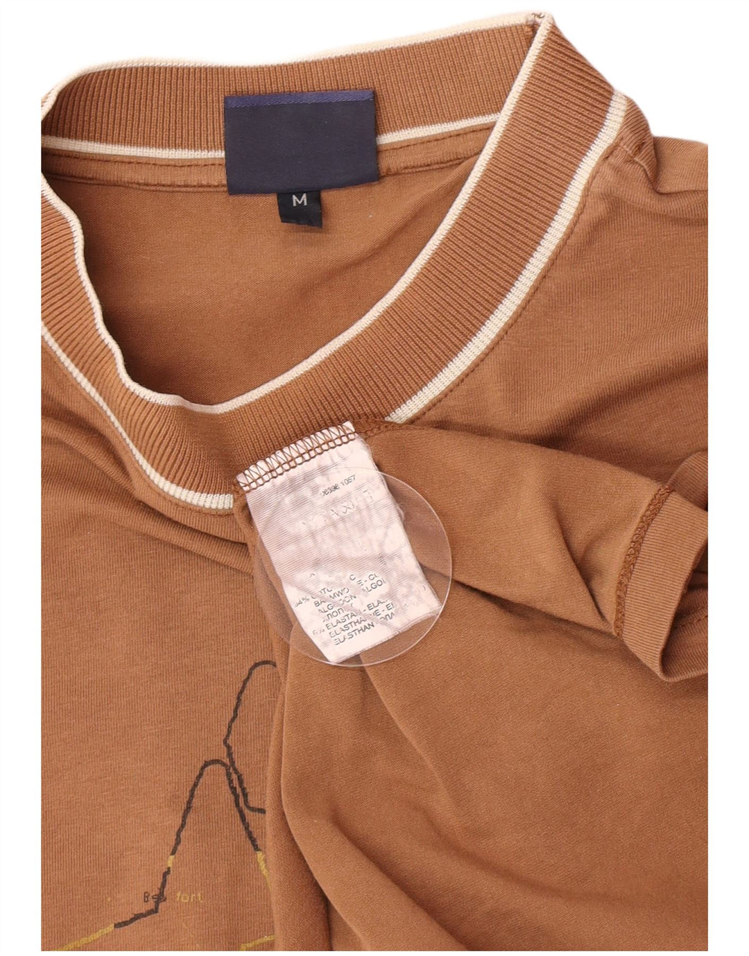 Trussardi Jeans Mens Gráfico Top Manga Longa Médio Algodão Marrom