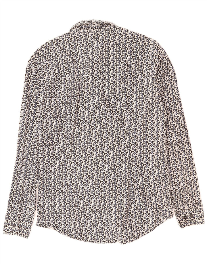 CALVIN KLEIN JEANS Camisa masculina slim fit de algodão geométrico preto médio