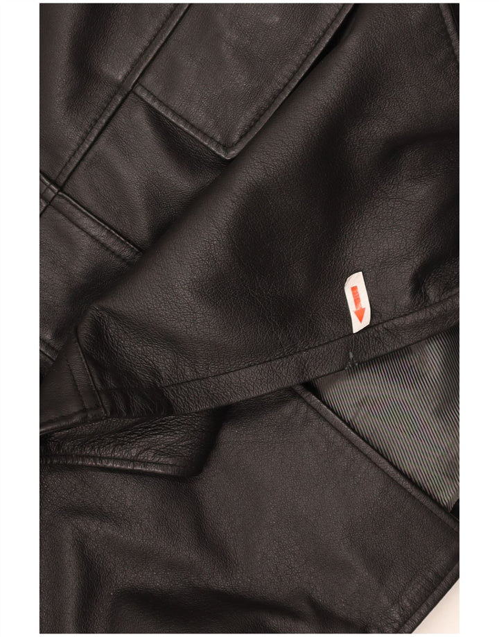 Casaco de couro masculino ROVER&LAKES IT 48 couro preto médio