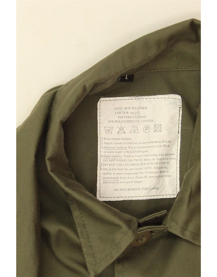 Jaqueta utilitária masculina vintage UK 40 poliéster cáqui grande