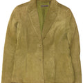 Liz Claiborne Jaqueta blazer feminina de camurça com 2 botões EUA 6 couro verde médio