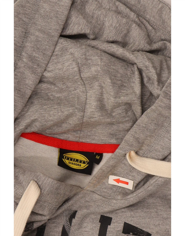 Diadora Mens Graphic Hoodie Jumper Médio Algodão Cinza