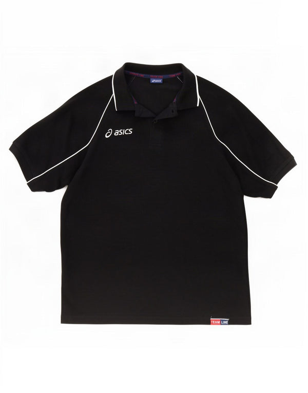 Camisa polo masculina Asics XL preta de algodão