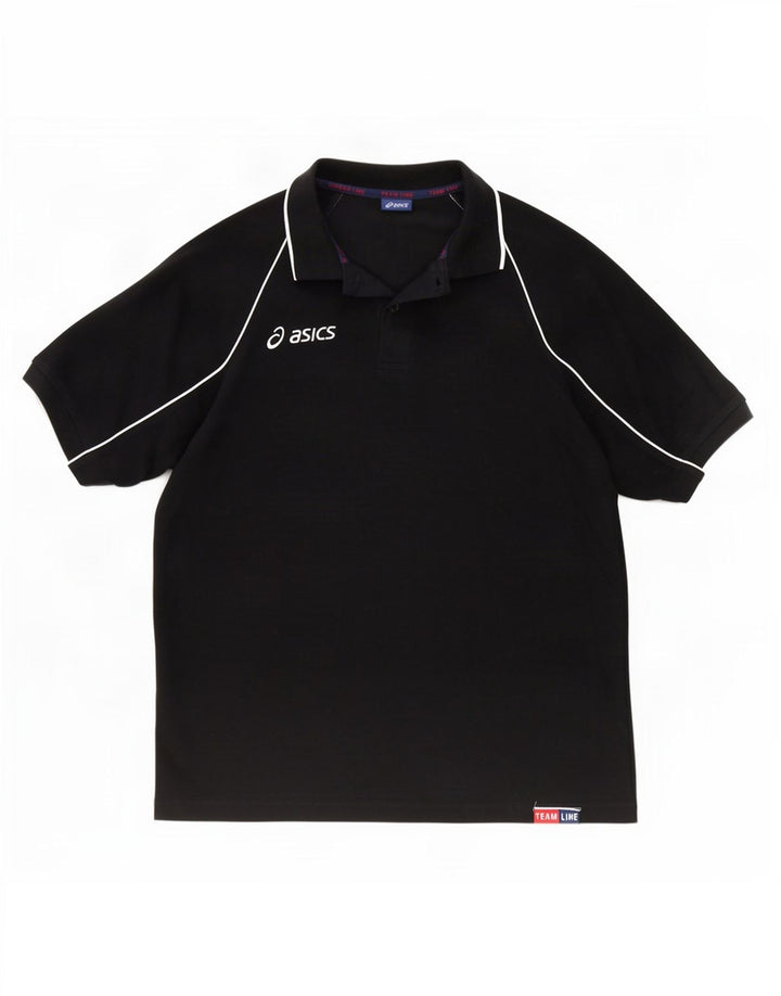 Camisa polo masculina Asics XL preta de algodão