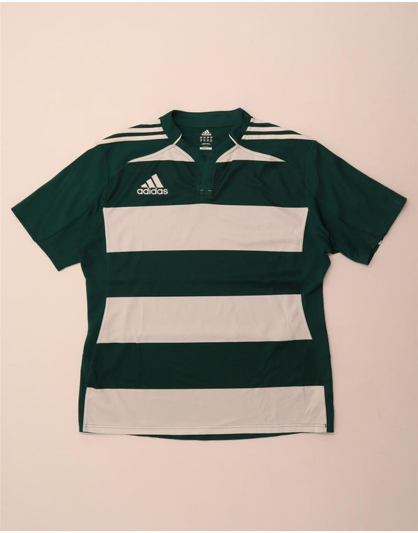 Camiseta masculina Adidas Climacool Top 2XL poliéster listrado verde