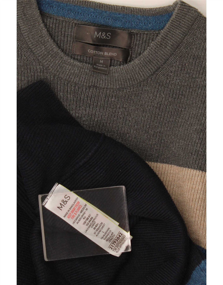 Suéter masculino Marks & Spencer com gola redonda, médio multicolorido