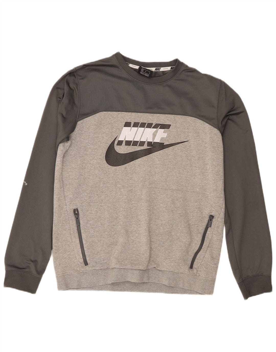 Moletom gráfico masculino Nike Jumper cinza médio algodão colorblock